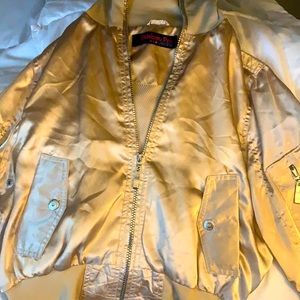 NWOT light gold zip up bomber jacket